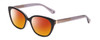 Profile View of Kate Spade PHILIPPA Designer Polarized Sunglasses with Custom Cut Red Mirror Lenses in Gloss Black Grey Crystal Floral Ladies Cat Eye Full Rim Acetate 54 mm