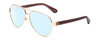 Profile View of Kate Spade GENEVA Designer Blue Light Blocking Eyeglasses in Gold Pink Crystal Black Floral Ladies Pilot Full Rim Metal 59 mm