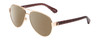 Profile View of Kate Spade GENEVA Designer Polarized Reading Sunglasses with Custom Cut Powered Amber Brown Lenses in Gold Pink Crystal Black Floral Ladies Pilot Full Rim Metal 59 mm