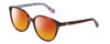 Profile View of Kate Spade VIENNE Designer Polarized Sunglasses with Custom Cut Red Mirror Lenses in Tortoise Havana Colorful Floral White Ladies Cat Eye Full Rim Acetate 54 mm