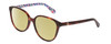 Profile View of Kate Spade VIENNE Designer Polarized Reading Sunglasses with Custom Cut Powered Sun Flower Yellow Lenses in Tortoise Havana Colorful Floral White Ladies Cat Eye Full Rim Acetate 54 mm