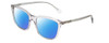 Profile View of Kate Spade PAVIA Designer Polarized Sunglasses with Custom Cut Blue Mirror Lenses in Clear Green Crystal Ladies Square Full Rim Acetate 55 mm