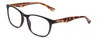 Profile View of Calabria Prive Shawn Designer Progressive Lens Blue Light Blocking Eyeglasses in Caviar Black Tortoise Havana Ladies Panthos Full Rim Acetate 56 mm