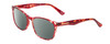 Profile View of Calabria Prive Shawn Designer Polarized Sunglasses with Custom Cut Smoke Grey Lenses in Crystal Cherry Red Tortoise Havana Ladies Panthos Full Rim Acetate 56 mm