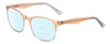 Profile View of Calabria Prive Shawn Designer Progressive Lens Blue Light Blocking Eyeglasses in Cocoa Crystal Brown Gray Fade Ladies Panthos Full Rim Acetate 56 mm