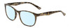Profile View of Calabria Prive Shawn Designer Blue Light Blocking Eyeglasses in Olive Green Marble Ladies Panthos Full Rim Acetate 56 mm
