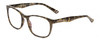 Profile View of Calabria Prive Shawn Designer Progressive Lens Blue Light Blocking Eyeglasses in Olive Green Marble Ladies Panthos Full Rim Acetate 56 mm