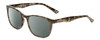 Profile View of Calabria Prive Shawn Designer Polarized Reading Sunglasses with Custom Cut Powered Smoke Grey Lenses in Olive Green Marble Ladies Panthos Full Rim Acetate 56 mm
