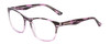 Profile View of Calabria Prive Shawn Designer Blue Light Blocking Eyeglasses in Crystal Purple Marble Stripe Ladies Panthos Full Rim Acetate 56 mm