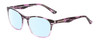 Profile View of Calabria Prive Shawn Designer Blue Light Blocking Eyeglasses in Crystal Purple Marble Stripe Ladies Panthos Full Rim Acetate 56 mm