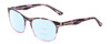 Profile View of Calabria Prive Shawn Designer Progressive Lens Blue Light Blocking Eyeglasses in Crystal Purple Marble Stripe Ladies Panthos Full Rim Acetate 56 mm