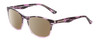 Profile View of Calabria Prive Shawn Designer Polarized Sunglasses with Custom Cut Amber Brown Lenses in Crystal Purple Marble Stripe Ladies Panthos Full Rim Acetate 56 mm