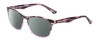 Profile View of Calabria Prive Shawn Designer Polarized Reading Sunglasses with Custom Cut Powered Smoke Grey Lenses in Crystal Purple Marble Stripe Ladies Panthos Full Rim Acetate 56 mm