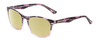 Profile View of Calabria Prive Shawn Designer Polarized Reading Sunglasses with Custom Cut Powered Sun Flower Yellow Lenses in Crystal Purple Marble Stripe Ladies Panthos Full Rim Acetate 56 mm