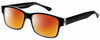 Profile View of Big & Wide 1 Designer Polarized Sunglasses with Custom Cut Red Mirror Lenses in Matte Black Crystal Layer Mens Square Full Rim Acetate 60 mm