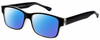 Profile View of Big & Wide 1 Designer Polarized Sunglasses with Custom Cut Blue Mirror Lenses in Matte Black Crystal Layer Mens Square Full Rim Acetate 60 mm