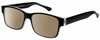 Profile View of Big & Wide 1 Designer Polarized Sunglasses with Custom Cut Amber Brown Lenses in Matte Black Crystal Layer Mens Square Full Rim Acetate 60 mm