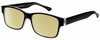 Profile View of Big & Wide 1 Designer Polarized Reading Sunglasses with Custom Cut Powered Sun Flower Yellow Lenses in Matte Black Crystal Layer Mens Square Full Rim Acetate 60 mm