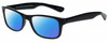 Profile View of Gotham Style 229 Designer Polarized Sunglasses with Custom Cut Blue Mirror Lenses in Black Mens Square Full Rim Acetate 60 mm