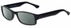 Profile View of Gotham Style 232 Designer Polarized Sunglasses with Custom Cut Smoke Grey Lenses in Black Mens Rectangular Full Rim Acetate 60 mm