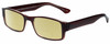 Profile View of Gotham Style 232 Designer Polarized Reading Sunglasses with Custom Cut Powered Sun Flower Yellow Lenses in Brown Mens Rectangular Full Rim Acetate 60 mm
