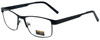 Profile View of Gotham Style 11 Designer Progressive Lens Blue Light Blocking Eyeglasses in Black Mens Rectangular Full Rim Metal 59 mm