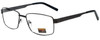 Profile View of Gotham Style 14 Designer Progressive Lens Blue Light Blocking Eyeglasses in Gunmetal Mens Square Full Rim Metal 59 mm