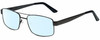 Profile View of Gotham Style 15 Designer Blue Light Blocking Eyeglasses in Black Mens Square Full Rim Metal 56 mm
