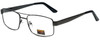 Profile View of Gotham Style 15 Designer Blue Light Blocking Eyeglasses in Black Mens Square Full Rim Metal 56 mm