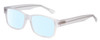 Profile View of Big & Wide 1 Designer Blue Light Blocking Eyeglasses in Matte Crystal Clear Mens Square Full Rim Acetate 60 mm
