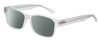 Profile View of Big & Wide 1 Designer Polarized Reading Sunglasses with Custom Cut Powered Smoke Grey Lenses in Matte Crystal Clear Mens Square Full Rim Acetate 60 mm