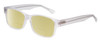 Profile View of Big & Wide 1 Designer Polarized Reading Sunglasses with Custom Cut Powered Sun Flower Yellow Lenses in Matte Crystal Clear Mens Square Full Rim Acetate 60 mm