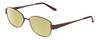 Profile View of Gotham Premium Stainless Steel 29 Designer Polarized Reading Sunglasses with Custom Cut Powered Sun Flower Yellow Lenses in Matte Satin Brown Ladies Oval Full Rim Stainless Steel 54 mm
