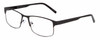 Profile View of Gotham Premium Stainless Steel 12 Designer Reading Eye Glasses with Custom Cut Powered Lenses in Gunmetal Silver Unisex Rectangular Semi-Rimless Metal 58 mm