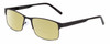 Profile View of Gotham Premium Stainless Steel 12 Designer Polarized Reading Sunglasses with Custom Cut Powered Sun Flower Yellow Lenses in Gunmetal Silver Unisex Rectangular Semi-Rimless Metal 58 mm
