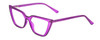 Profile View of Gotham Flex 84 Designer Blue Light Blocking Eyeglasses in Smoke Purple Matte Black Ladies Triangular Full Rim Acetate 49 mm