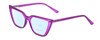 Profile View of Gotham Flex 84 Designer Progressive Lens Blue Light Blocking Eyeglasses in Smoke Purple Matte Black Ladies Triangular Full Rim Acetate 49 mm