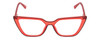 Front View of Gotham Flex 84 Designer Reading Eye Glasses with Custom Cut Powered Lenses in Smoke Red Matte Black Ladies Triangular Full Rim Acetate 49 mm