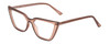 Profile View of Gotham Flex 84 Designer Blue Light Blocking Eyeglasses in Smoke Tan Brown Matte Black Ladies Triangular Full Rim Acetate 49 mm