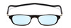 Front View of Snap Magnetic SP01-C1 Designer Blue Light Blocking Eyeglasses in Gloss Black Silver Unisex Oval Full Rim Plastic 52 mm