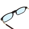 Close up View of Snap Magnetic SP01-C1 Designer Blue Light Blocking Eyeglasses in Gloss Black Silver Unisex Oval Full Rim Plastic 52 mm