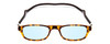 Front View of Snap Magnetic SP01-C2 Designer Blue Light Blocking Eyeglasses in Dark Brown Tortoise Havana Red Unisex Oval Full Rim Plastic 52 mm