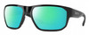 Profile View of Smith Optics Arvo Designer Polarized Reading Sunglasses with Custom Cut Powered Green Mirror Lenses in Gloss Black Mens Rectangle Full Rim Acetate 61 mm