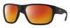 Profile View of Smith Optics Arvo Designer Polarized Sunglasses with Custom Cut Red Mirror Lenses in Matte Black Mens Rectangle Full Rim Acetate 61 mm
