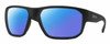 Profile View of Smith Optics Arvo Designer Polarized Sunglasses with Custom Cut Blue Mirror Lenses in Matte Black Mens Rectangle Full Rim Acetate 61 mm