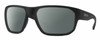 Profile View of Smith Optics Arvo Designer Polarized Sunglasses with Custom Cut Smoke Grey Lenses in Matte Black Mens Rectangle Full Rim Acetate 61 mm