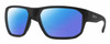 Profile View of Smith Optics Arvo Designer Polarized Reading Sunglasses with Custom Cut Powered Blue Mirror Lenses in Matte Black Mens Rectangle Full Rim Acetate 61 mm