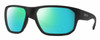 Profile View of Smith Optics Arvo Designer Polarized Reading Sunglasses with Custom Cut Powered Green Mirror Lenses in Matte Black Mens Rectangle Full Rim Acetate 61 mm