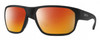 Profile View of Smith Optics Arvo Designer Polarized Sunglasses with Custom Cut Red Mirror Lenses in Matte Black Mens Rectangle Full Rim Acetate 61 mm