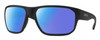 Profile View of Smith Optics Arvo Designer Polarized Sunglasses with Custom Cut Blue Mirror Lenses in Matte Black Mens Rectangle Full Rim Acetate 61 mm